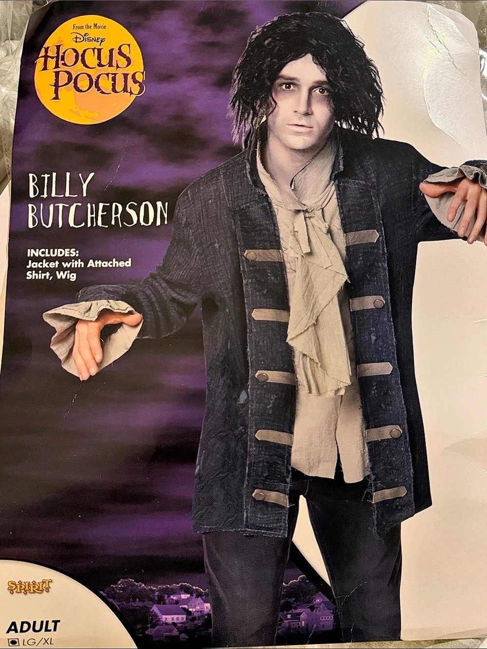 Hocus Pocus Billy Butcherson Costume Jacket & Wig Black L/XL